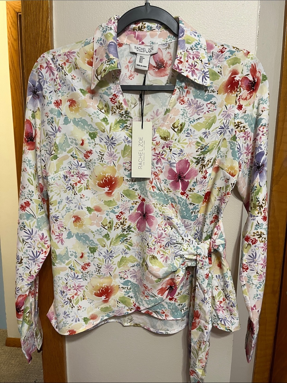 Rachel Zoe Multi-Color Floral Wrap Blouse